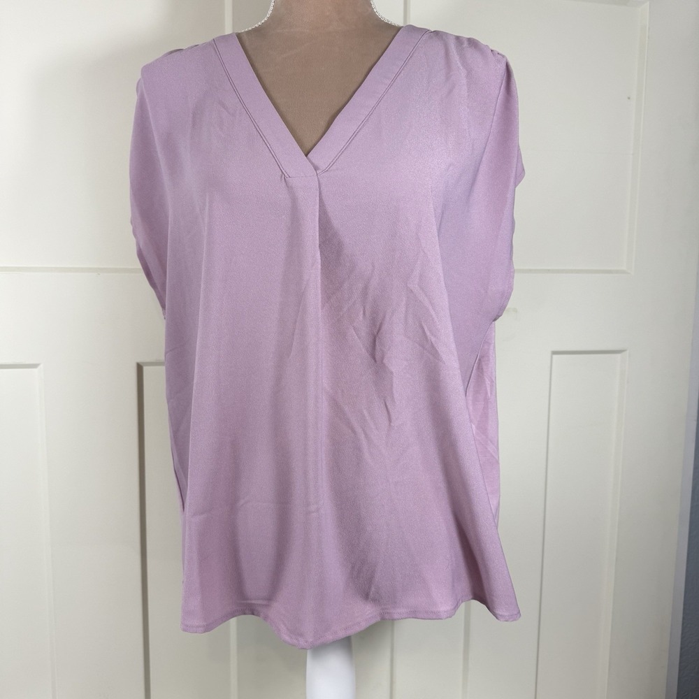 Banana Republic Women's L Pink V-Neck Cap Sleeve Top Dainty Flowy Feminine Boho